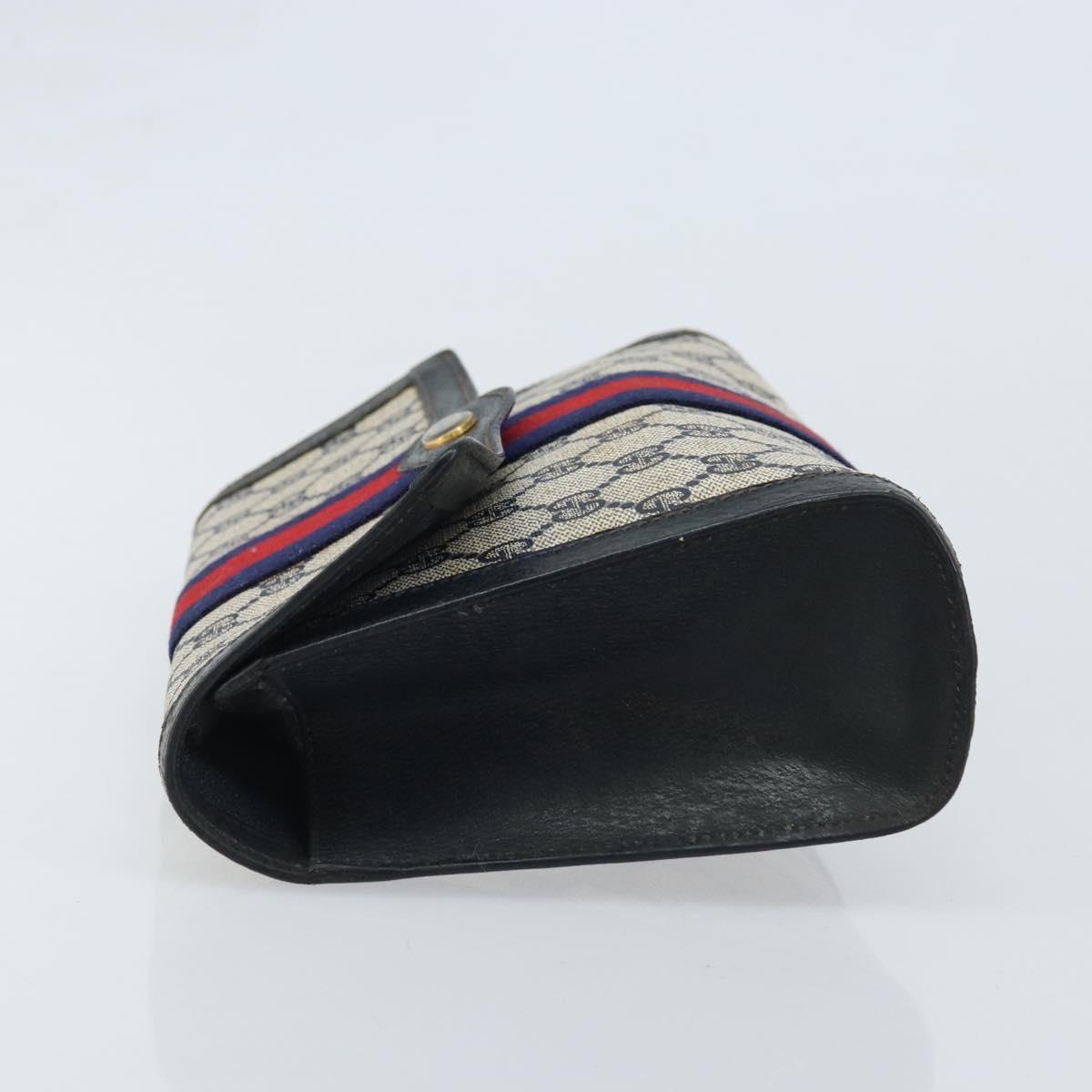 GUCCI GG Supreme Sherry Line Clutch Bag PVC Navy Gold Red 89 01 006 Auth ka3173