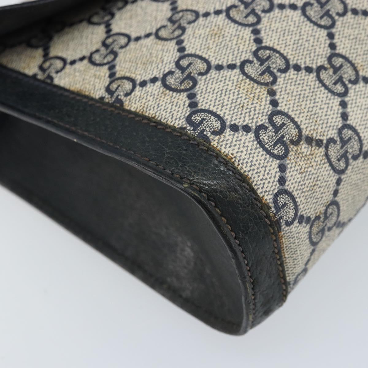 GUCCI GG Supreme Sherry Line Clutch Bag PVC Navy Gold Red 89 01 006 Auth ka3173