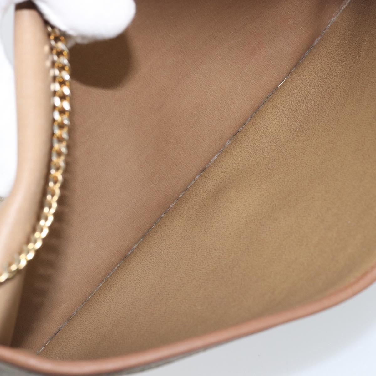 Christian Dior Honeycomb Canvas Chain Shoulder Bag PVC Beige Gold Auth ka3175