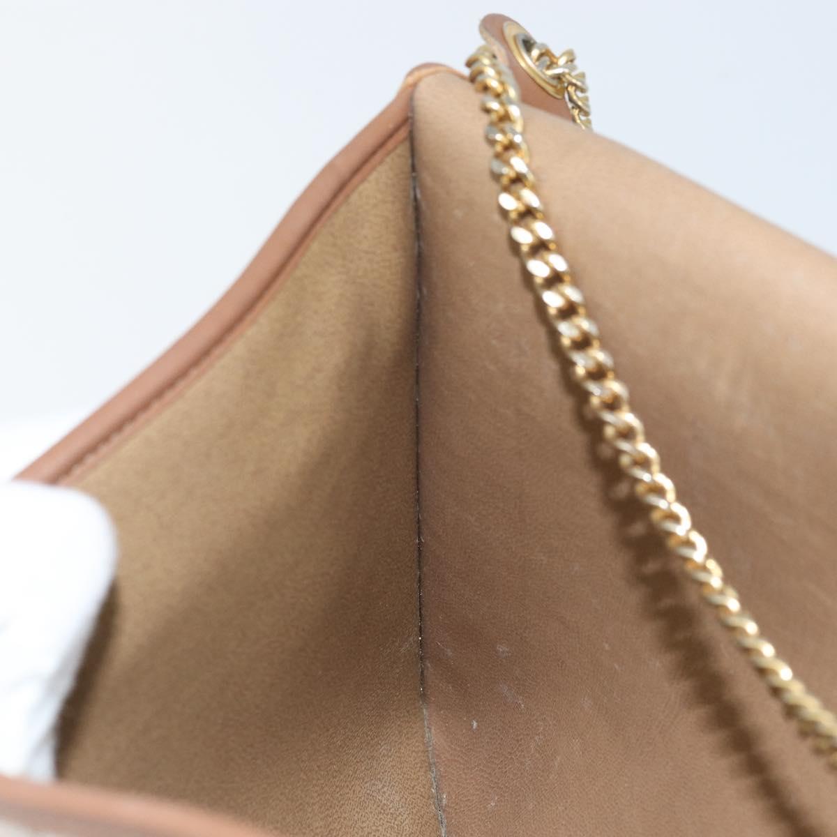 Christian Dior Honeycomb Canvas Chain Shoulder Bag PVC Beige Gold Auth ka3175