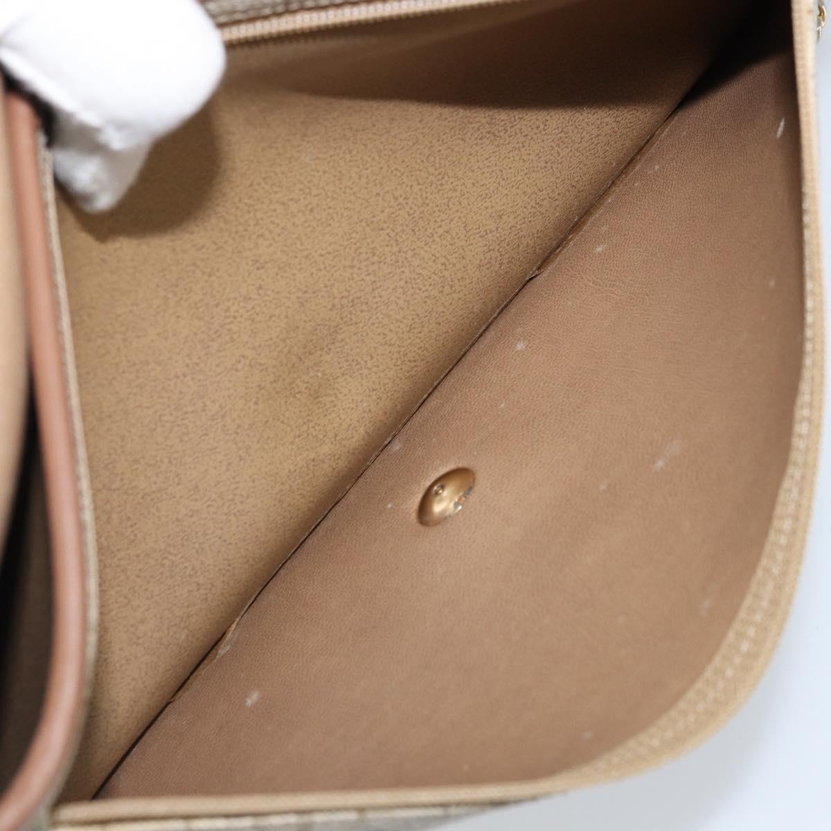 Christian Dior Honeycomb Canvas Chain Shoulder Bag PVC Beige Gold Auth ka3175