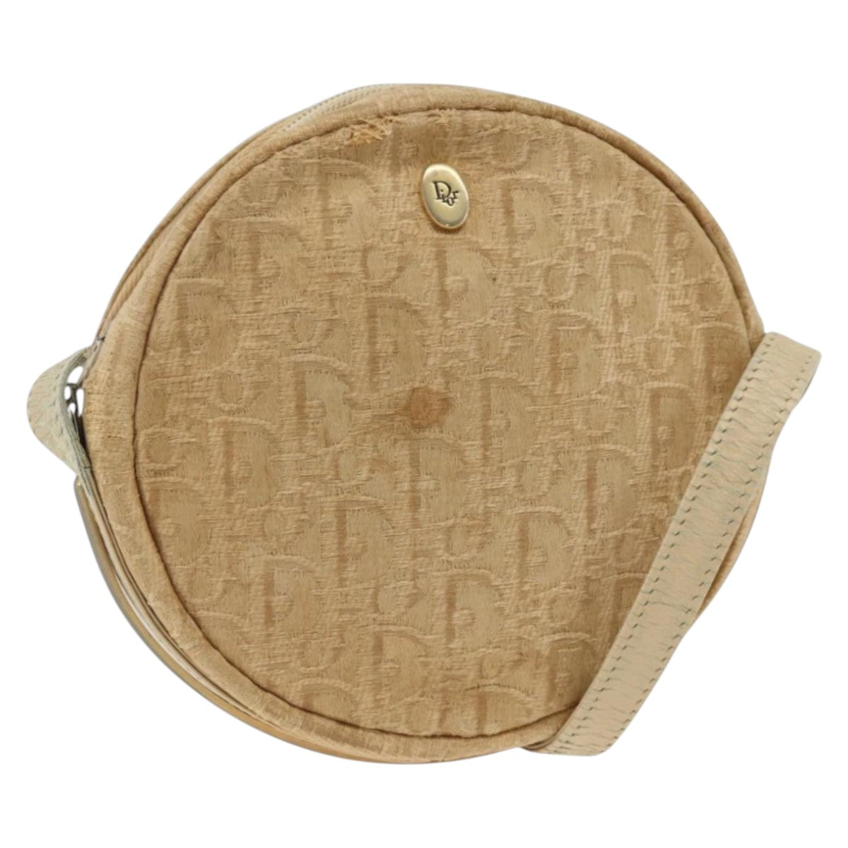 Christian Dior Trotter Canvas Shoulder Bag Beige Auth ka3176