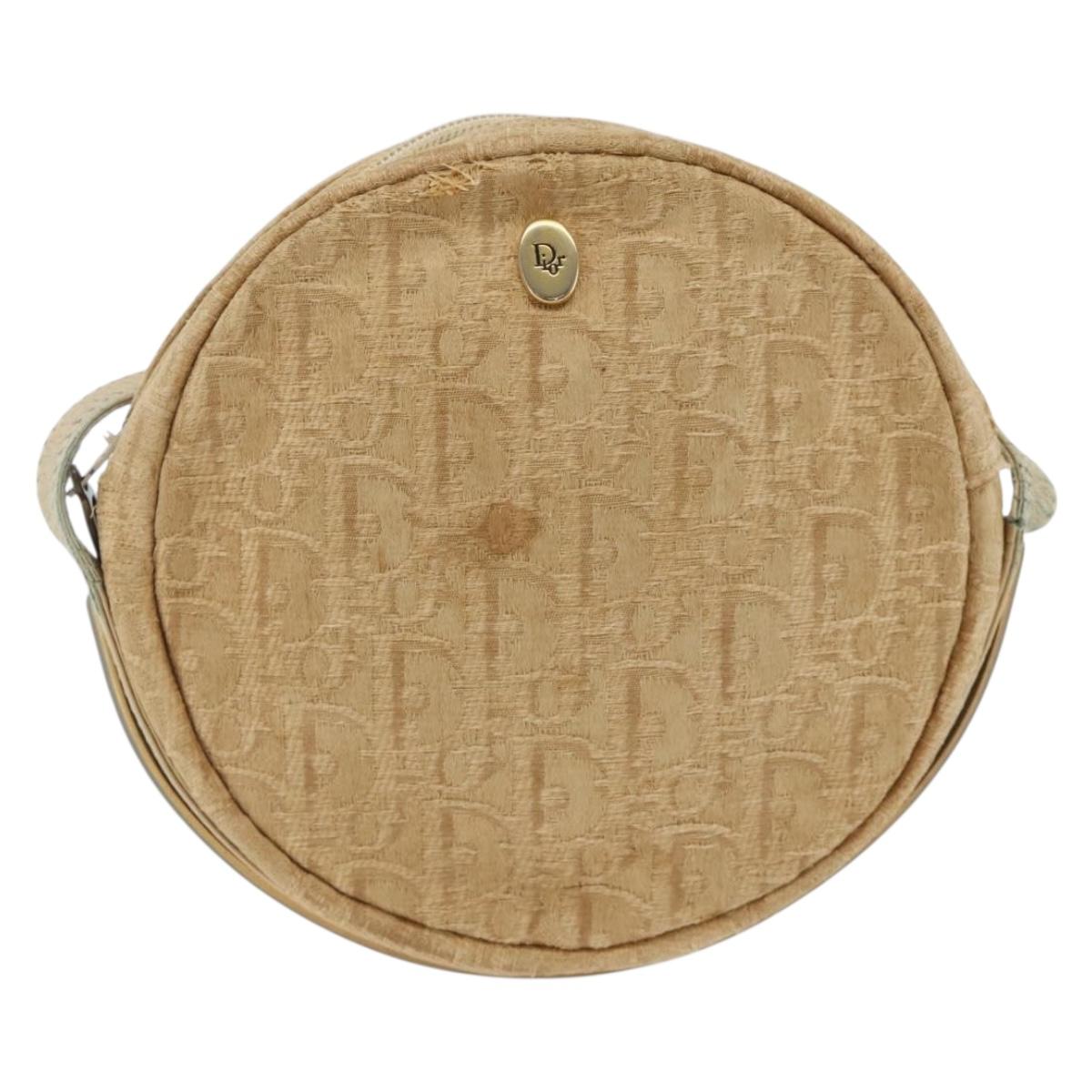 Christian Dior Trotter Canvas Shoulder Bag Beige Auth ka3176
