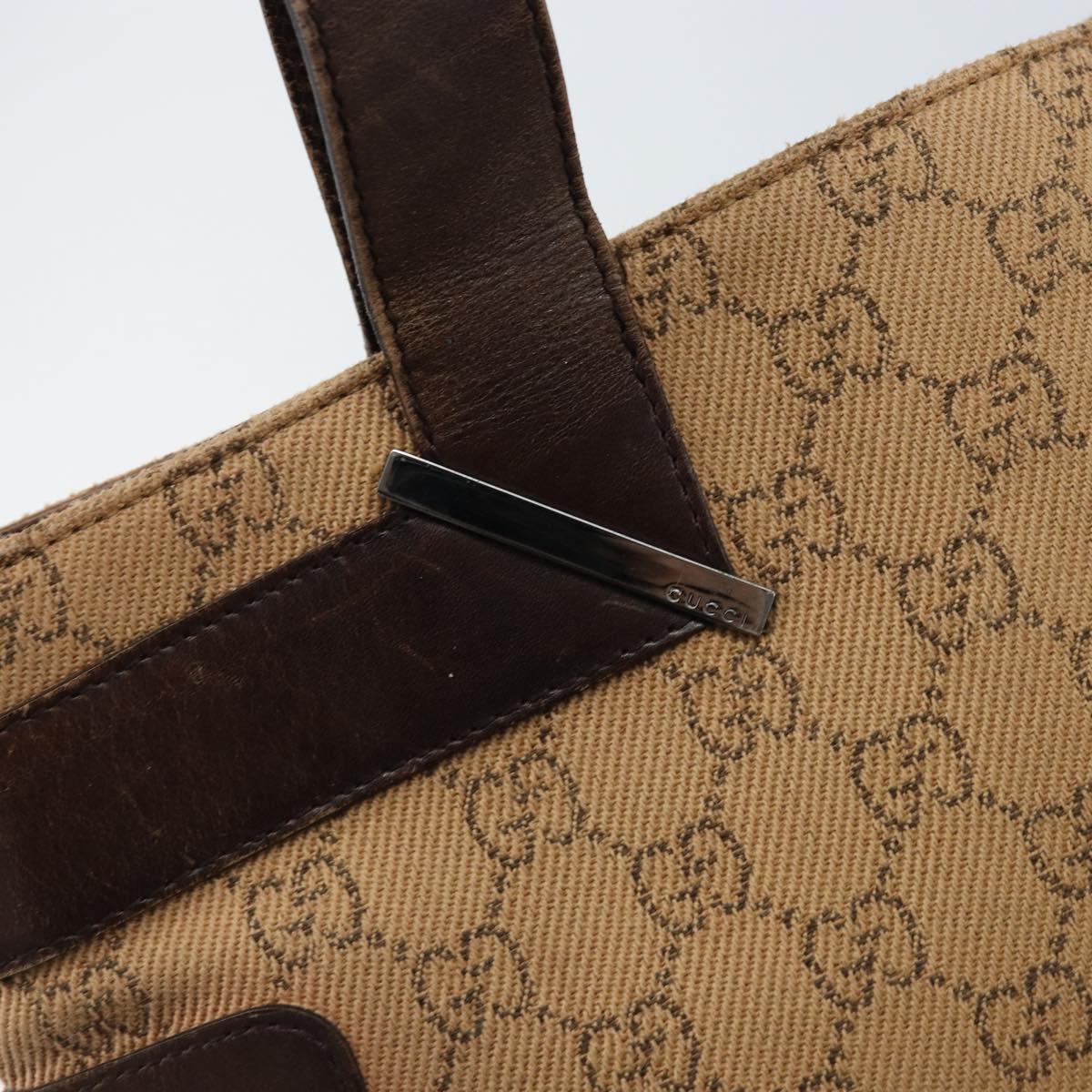 GUCCI GG Canvas Tote Bag Beige Silver 73983 Auth ka3180