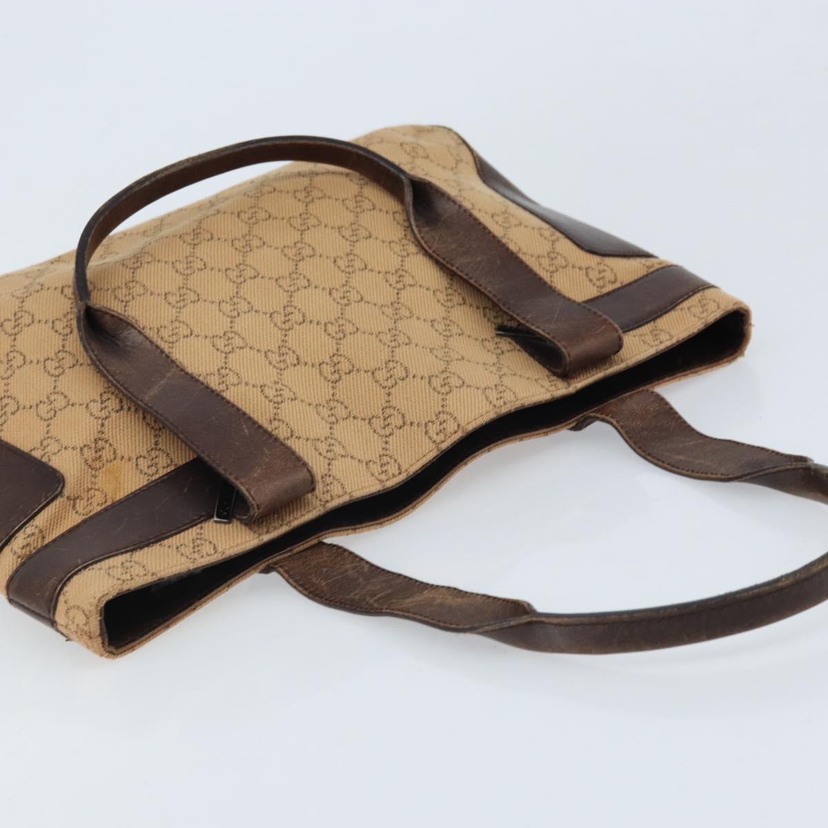 GUCCI GG Canvas Tote Bag Beige Silver 73983 Auth ka3180