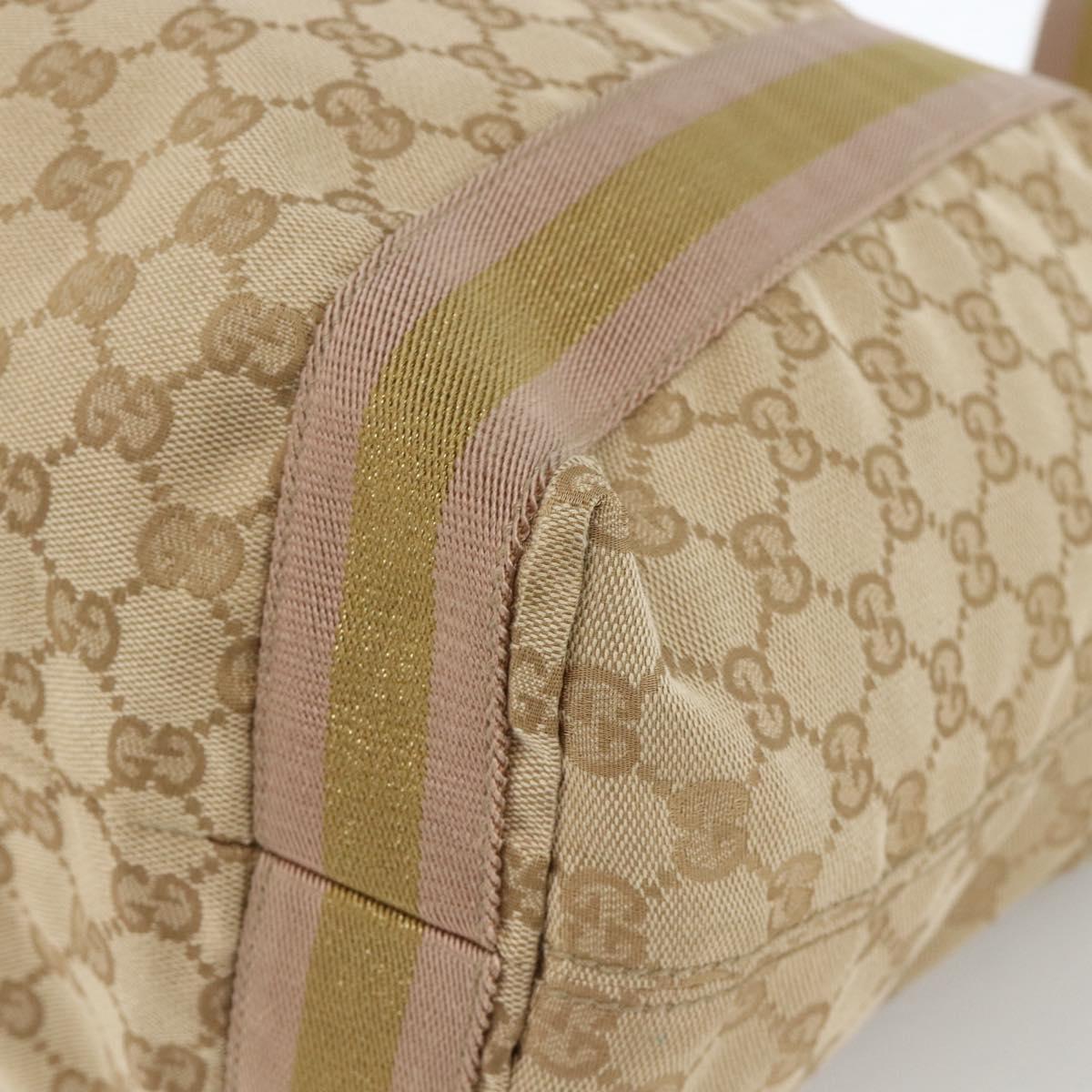 GUCCI GG Canvas Sherry Line Tote Bag Beige 189669 Auth ka3188