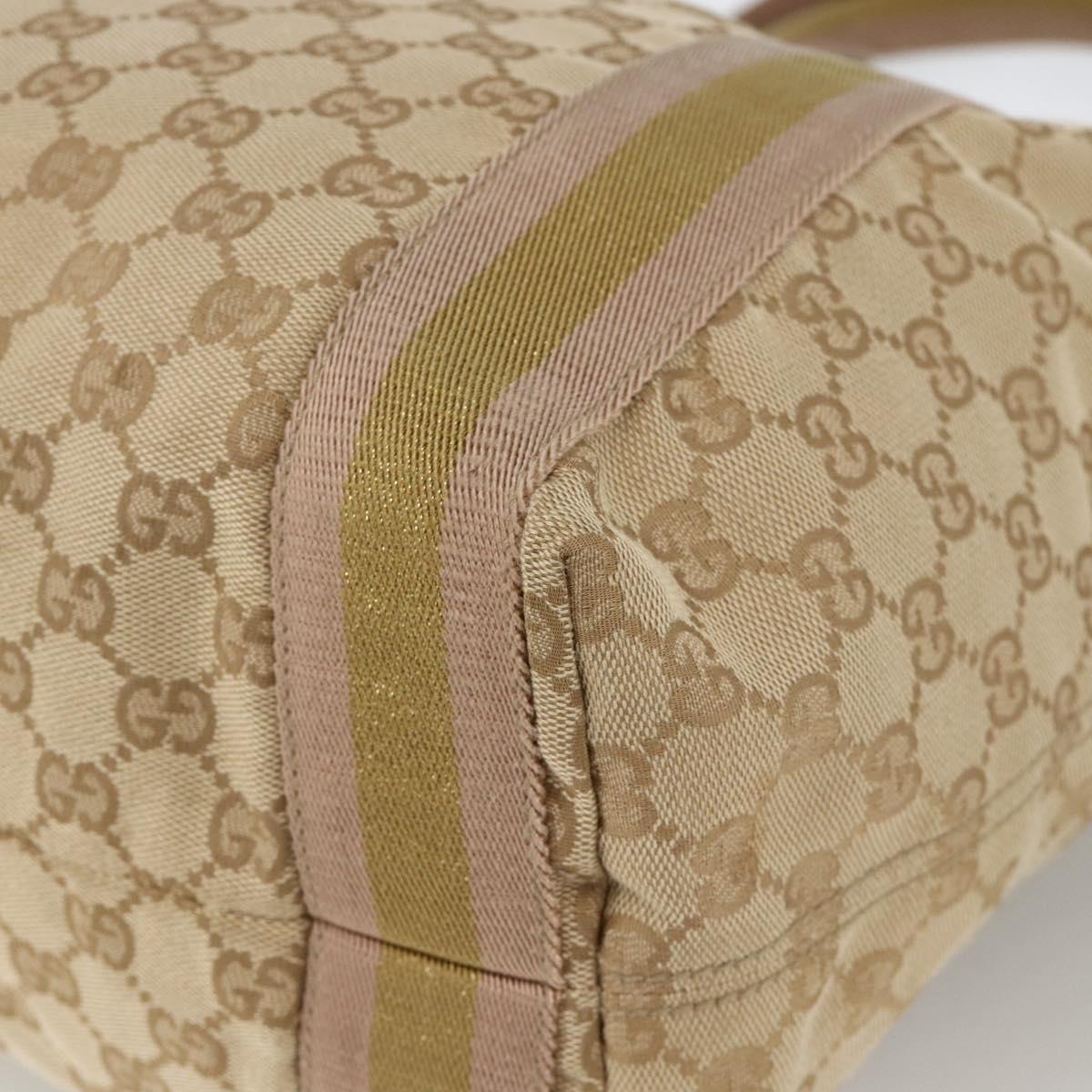 GUCCI GG Canvas Sherry Line Tote Bag Beige 189669 Auth ka3188