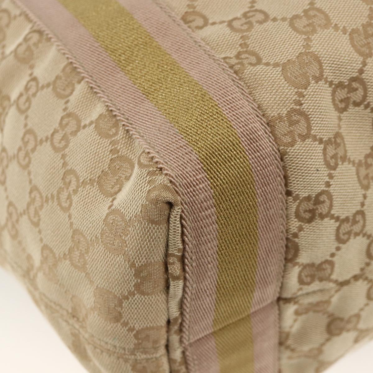 GUCCI GG Canvas Sherry Line Tote Bag Beige 189669 Auth ka3188