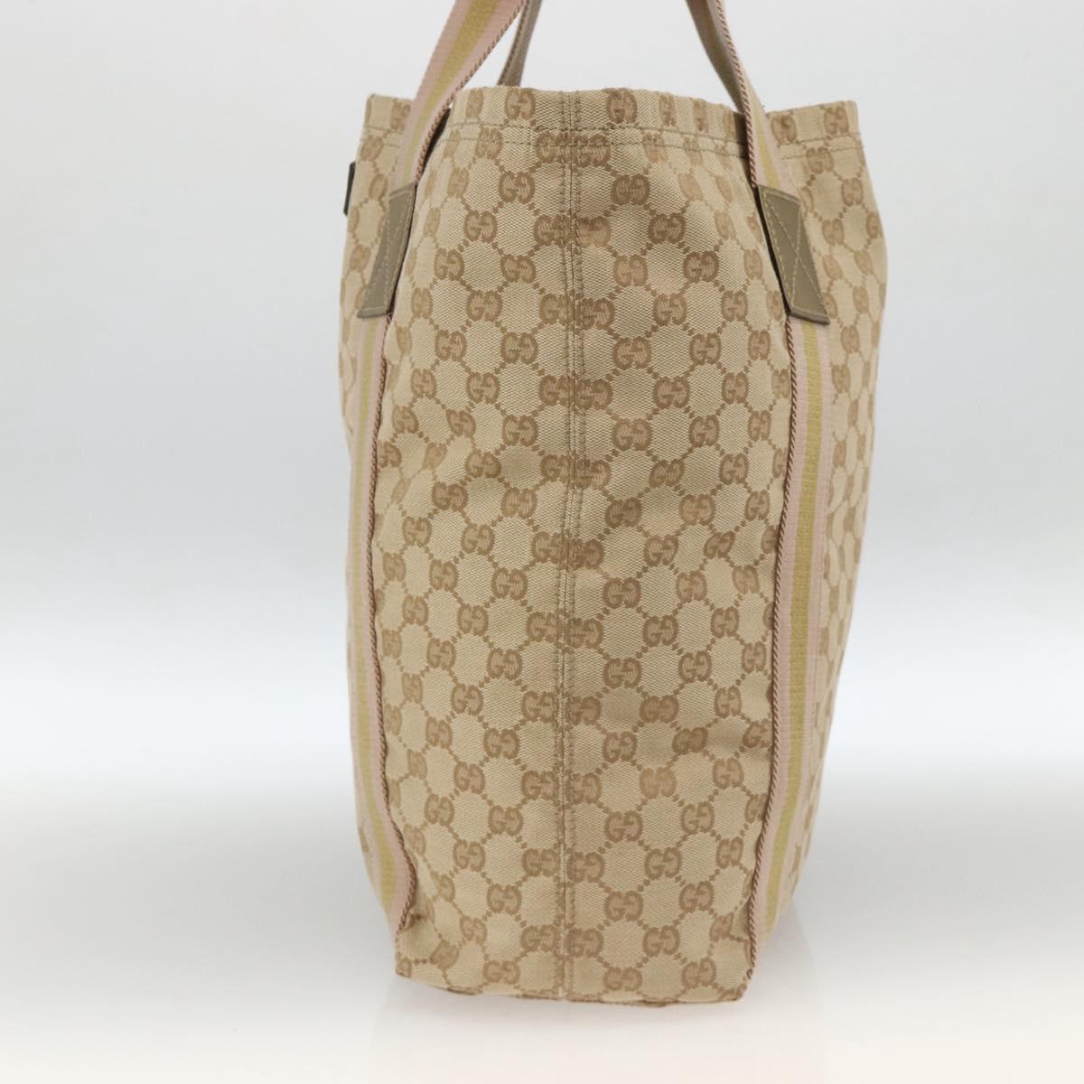 GUCCI GG Canvas Sherry Line Tote Bag Beige 189669 Auth ka3188