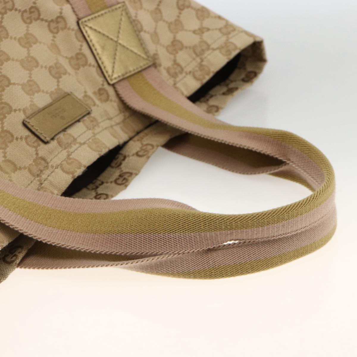 GUCCI GG Canvas Sherry Line Tote Bag Beige 189669 Auth ka3188