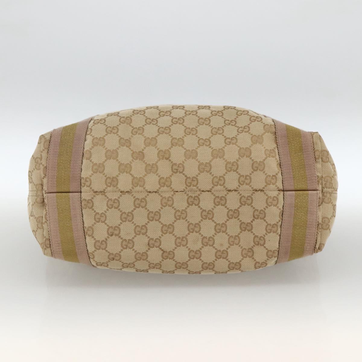 GUCCI GG Canvas Sherry Line Tote Bag Beige 189669 Auth ka3188