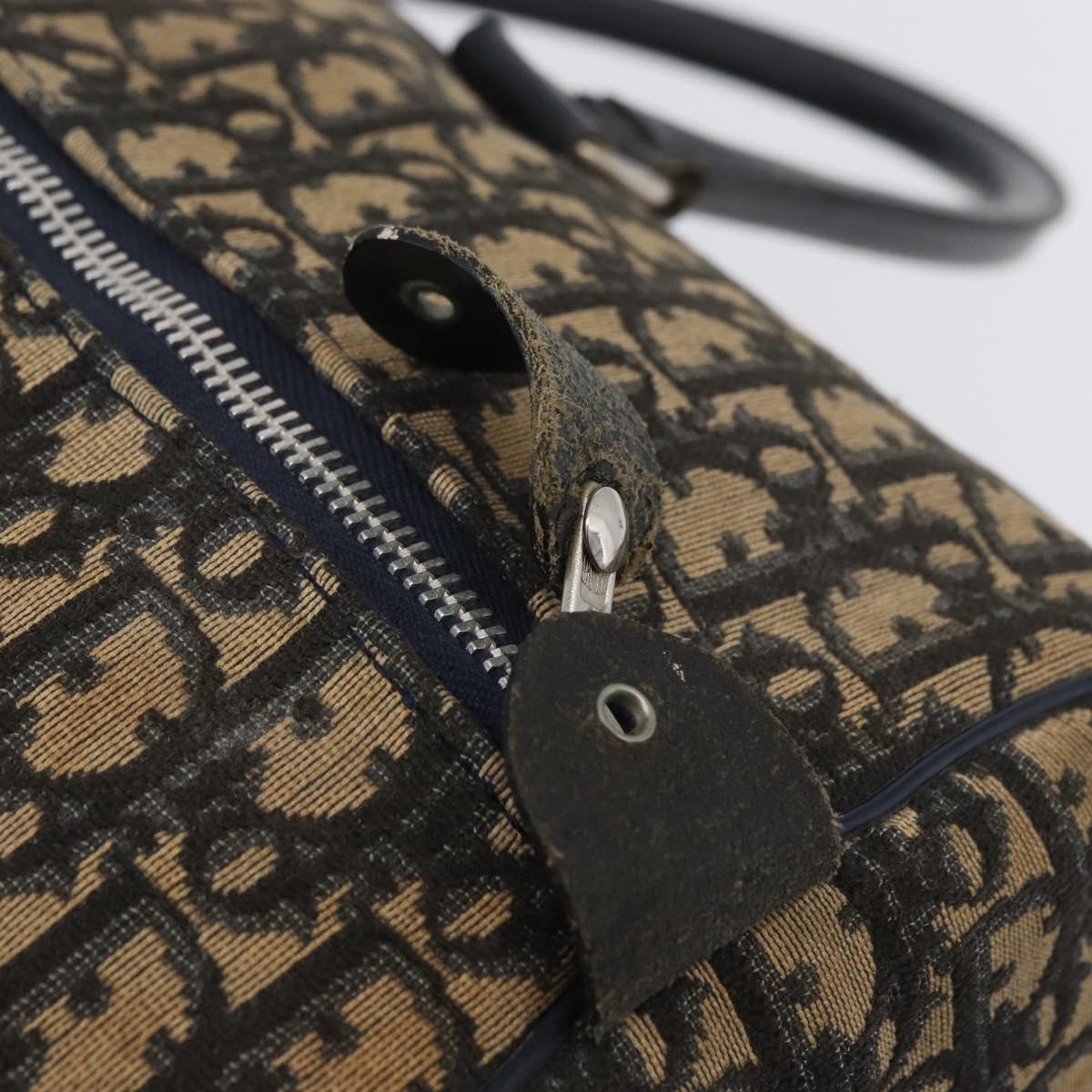 Christian Dior Trotter Canvas Boston Bag Navy Silver Auth ka3190