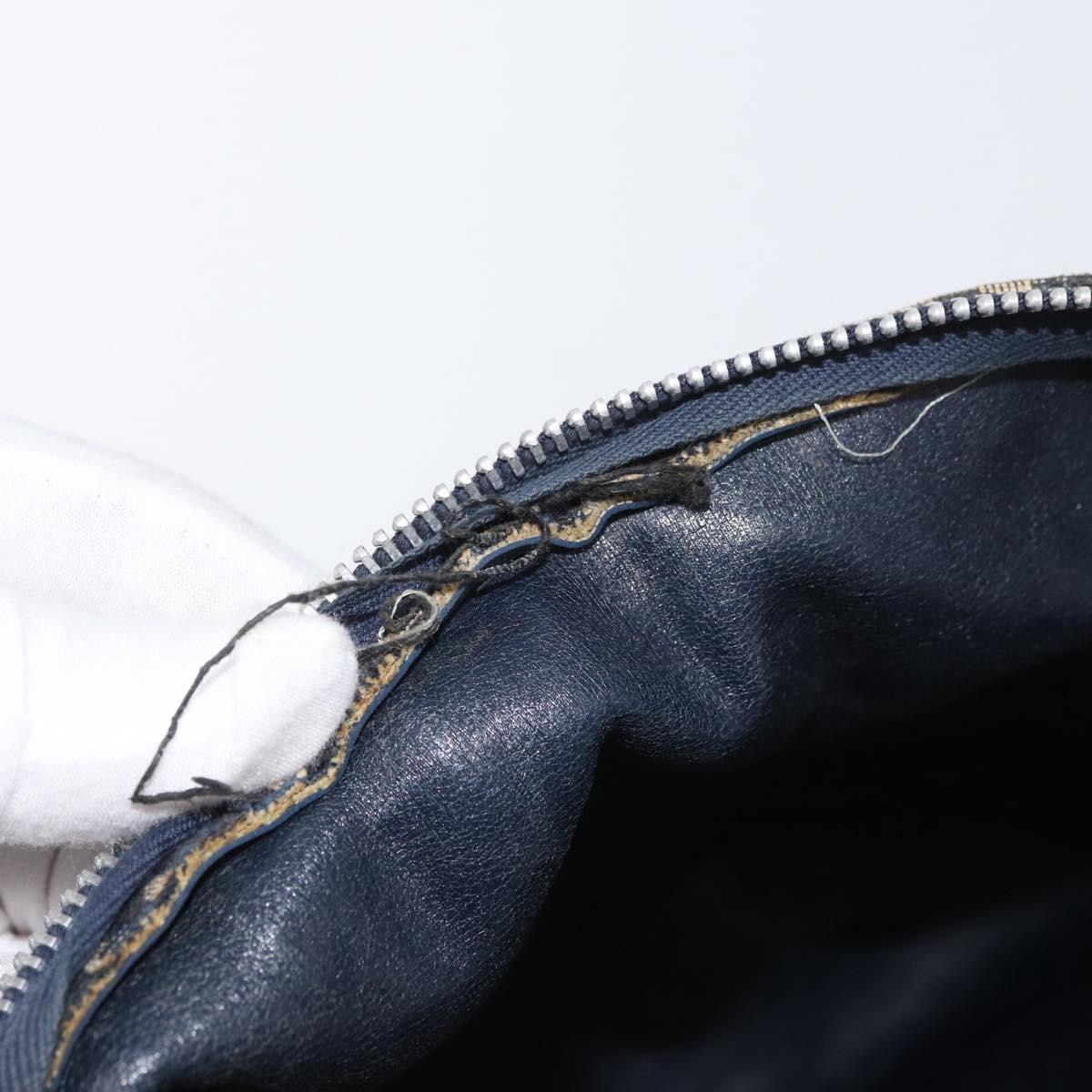 Christian Dior Trotter Canvas Boston Bag Navy Silver Auth ka3190