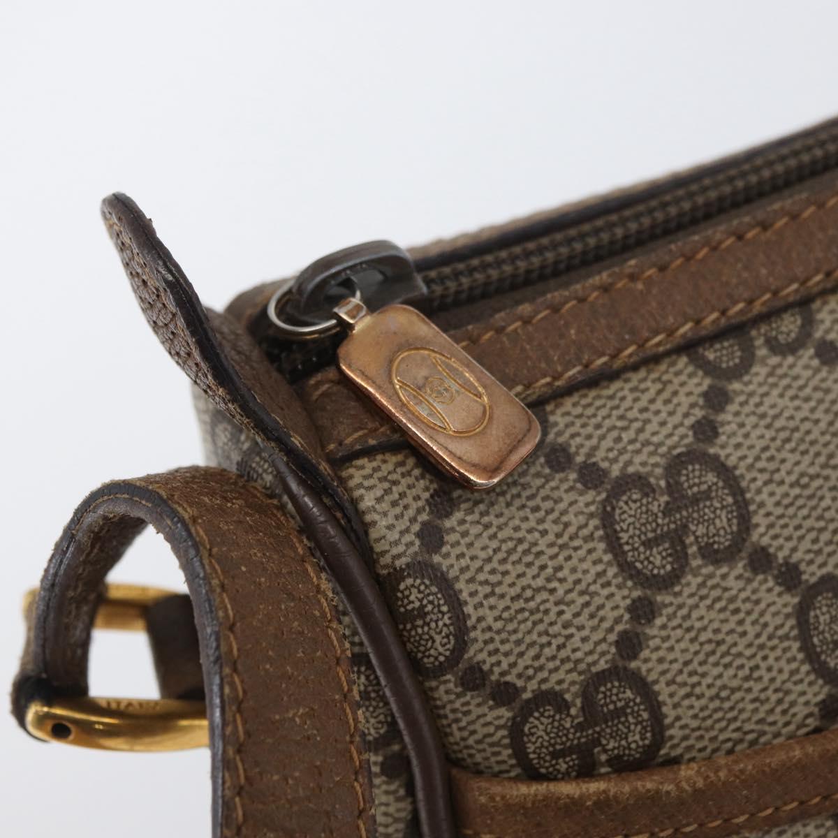 GUCCI GG Supreme Web Sherry Line Shoulder Bag PVC Beige Gold 169937 Auth ka3198