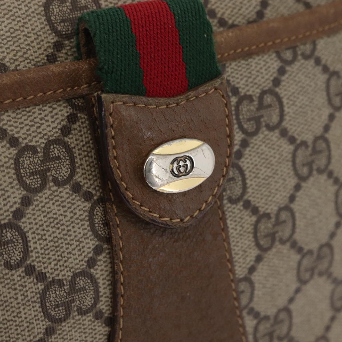 GUCCI GG Supreme Web Sherry Line Shoulder Bag PVC Beige Gold 169937 Auth ka3198