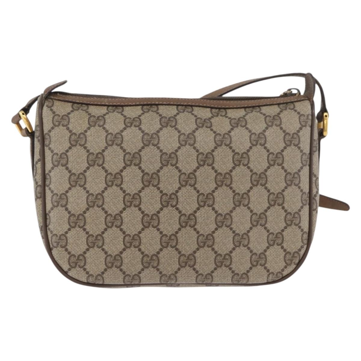 GUCCI GG Supreme Web Sherry Line Shoulder Bag PVC Beige Gold 169937 Auth ka3198