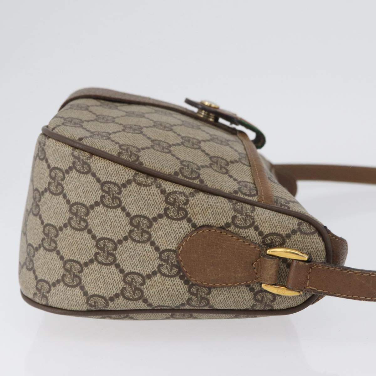 GUCCI GG Supreme Web Sherry Line Shoulder Bag PVC Beige Gold 169937 Auth ka3198