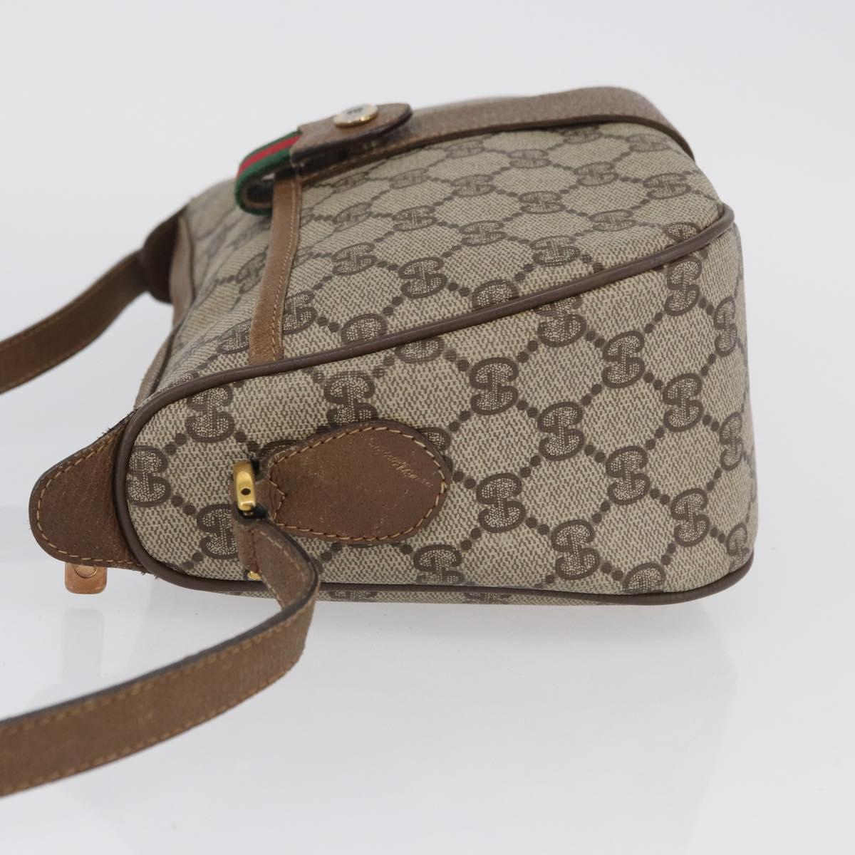 GUCCI GG Supreme Web Sherry Line Shoulder Bag PVC Beige Gold 169937 Auth ka3198