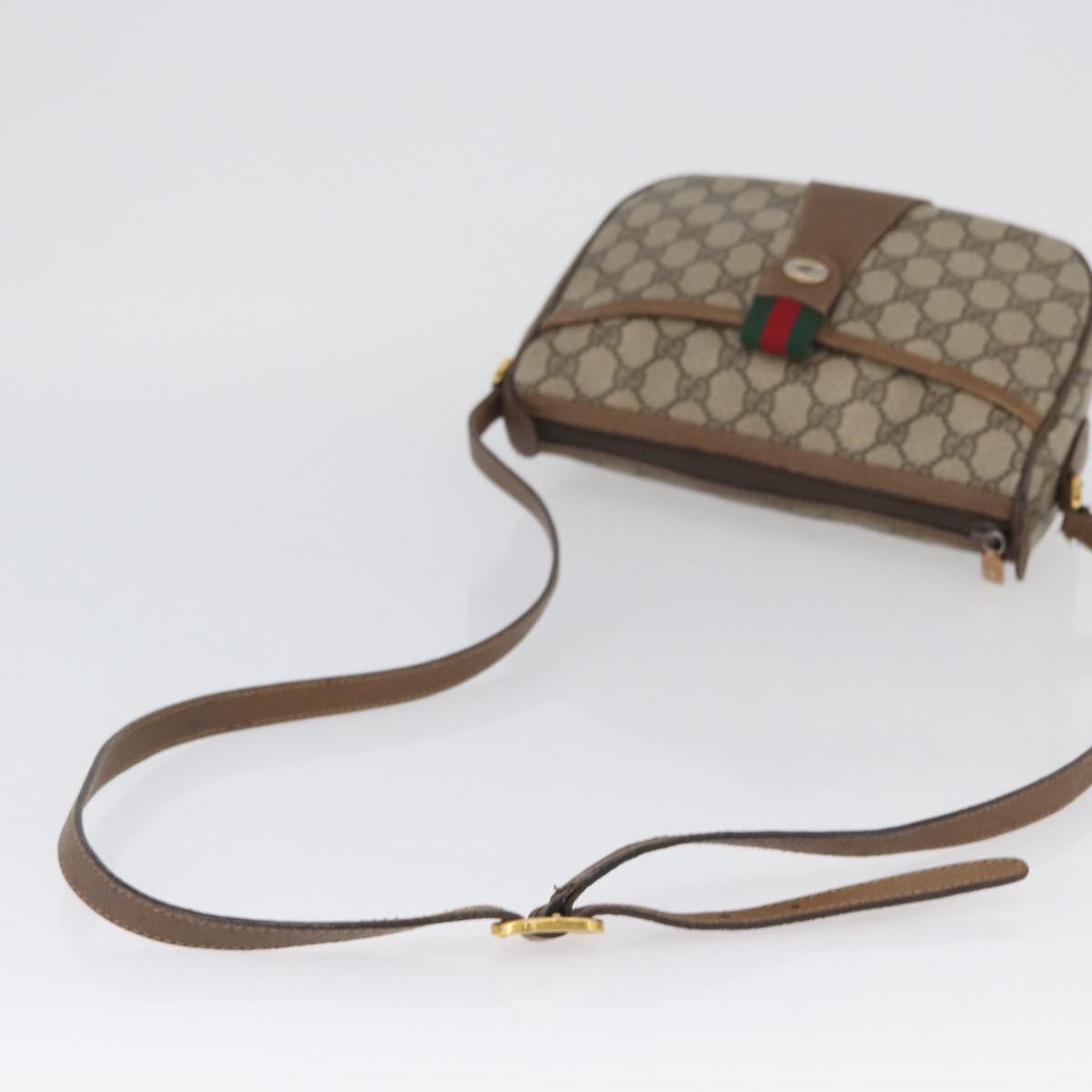GUCCI GG Supreme Web Sherry Line Shoulder Bag PVC Beige Gold 169937 Auth ka3198