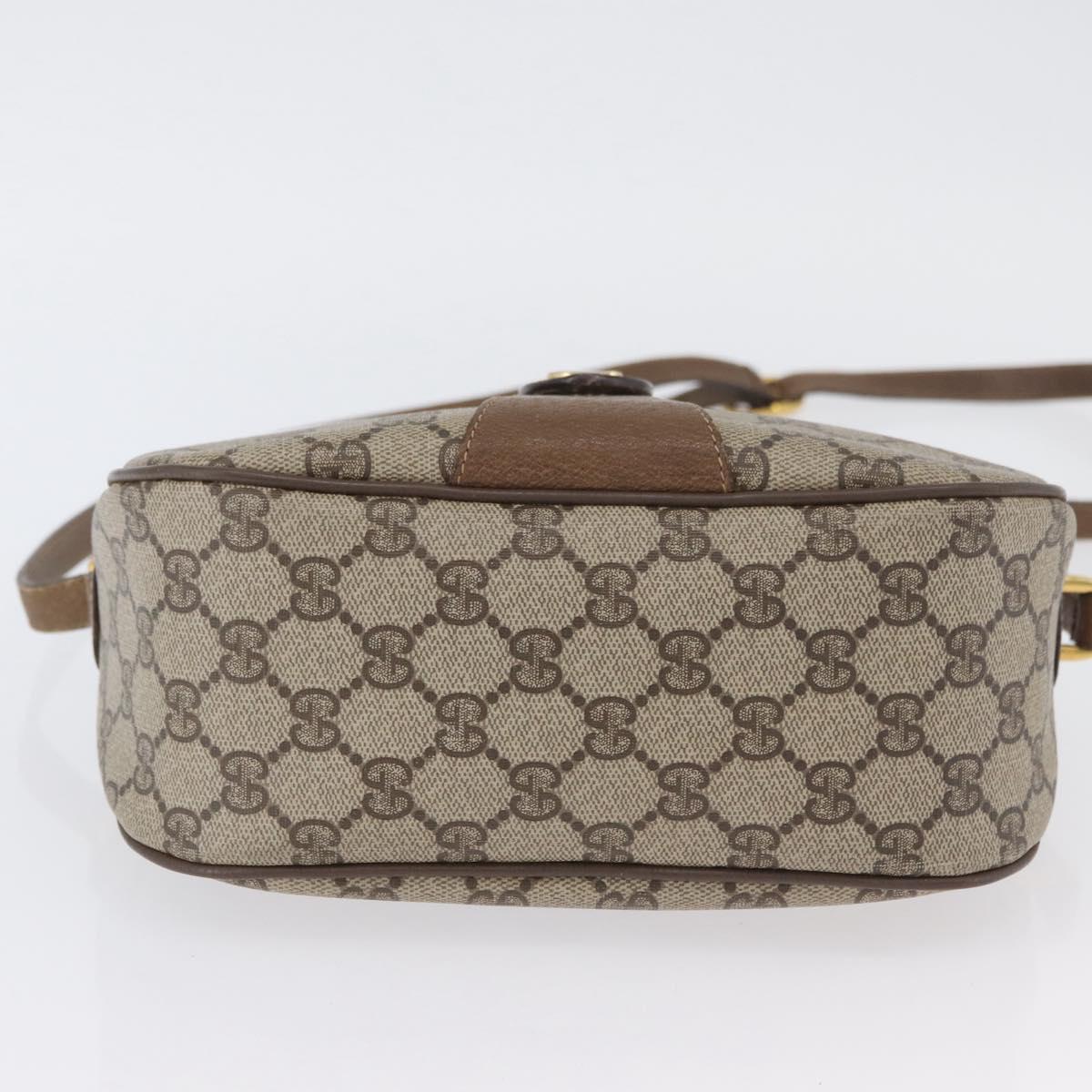 GUCCI GG Supreme Web Sherry Line Shoulder Bag PVC Beige Gold 169937 Auth ka3198