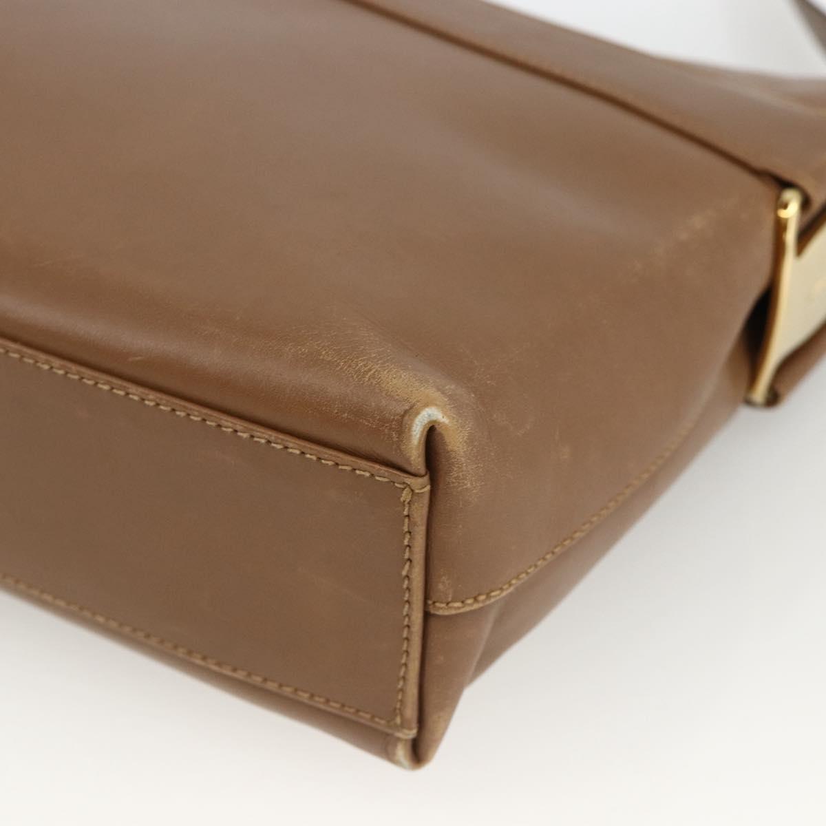 Salvatore Ferragamo Shoulder Bag Leather Brown Gold Auth ka3200