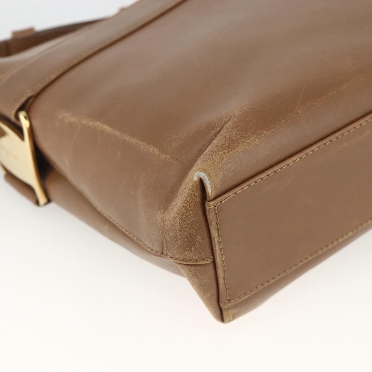 Salvatore Ferragamo Shoulder Bag Leather Brown Gold Auth ka3200