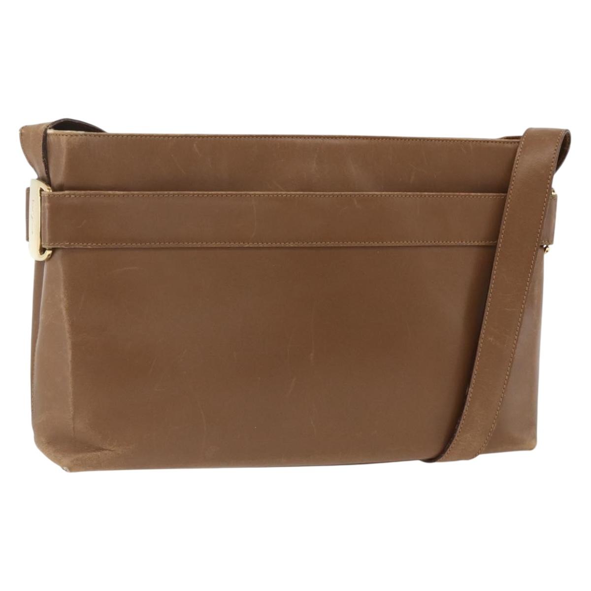 Salvatore Ferragamo Shoulder Bag Leather Brown Gold Auth ka3200