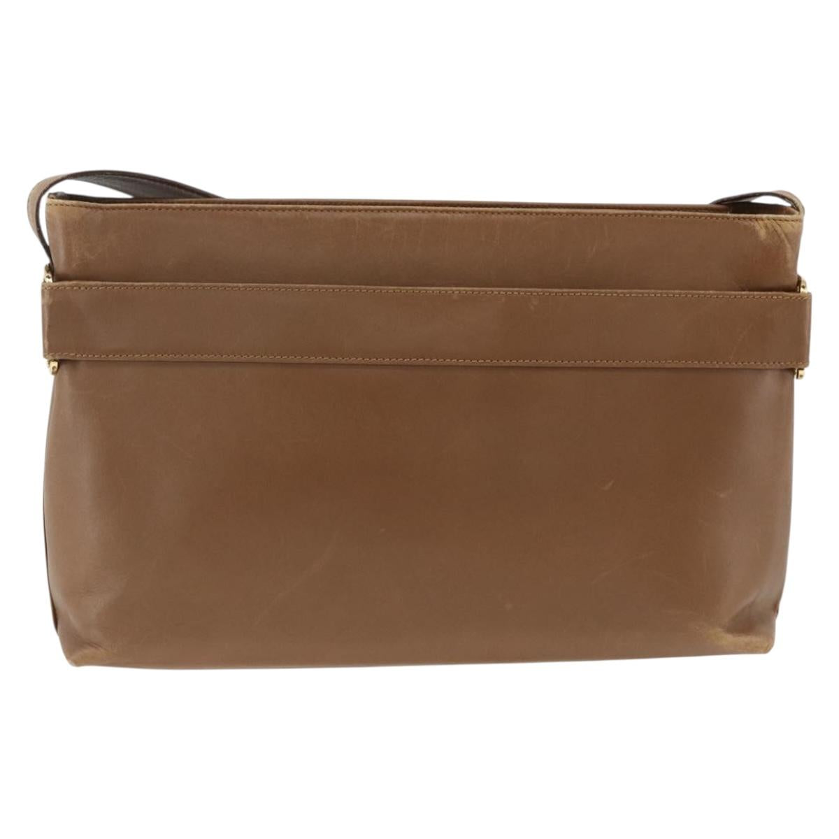 Salvatore Ferragamo Shoulder Bag Leather Brown Gold Auth ka3200