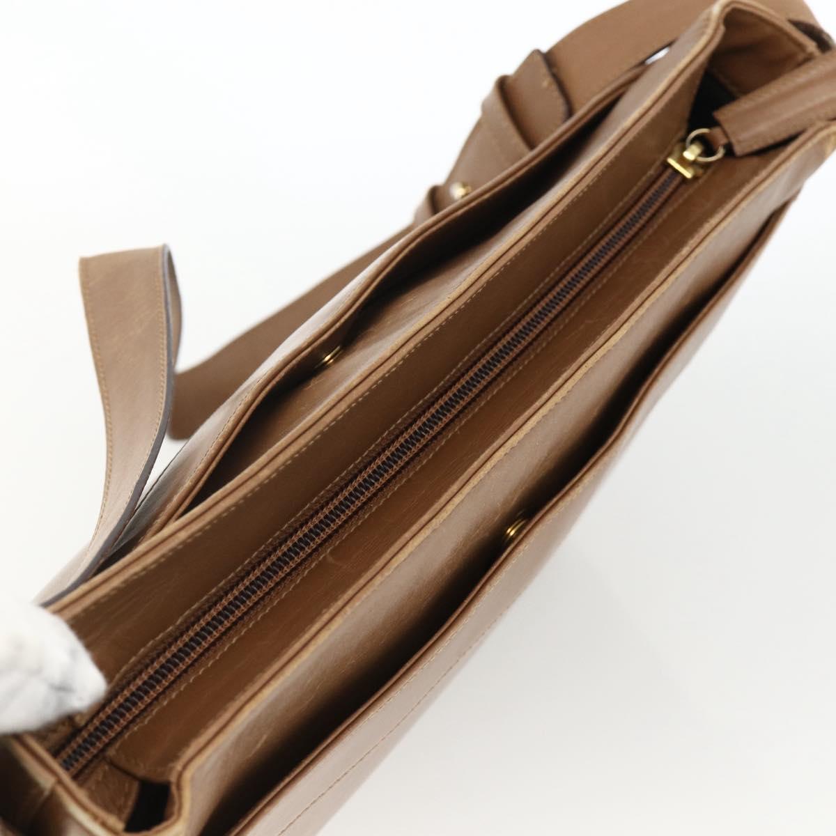 Salvatore Ferragamo Shoulder Bag Leather Brown Gold Auth ka3200