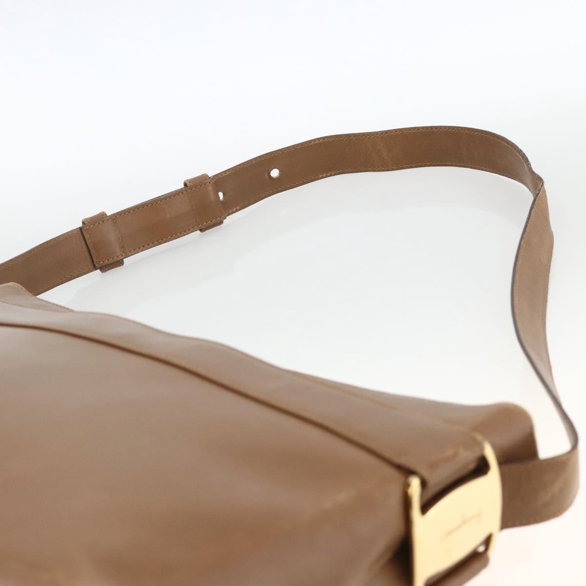 Salvatore Ferragamo Shoulder Bag Leather Brown Gold Auth ka3200