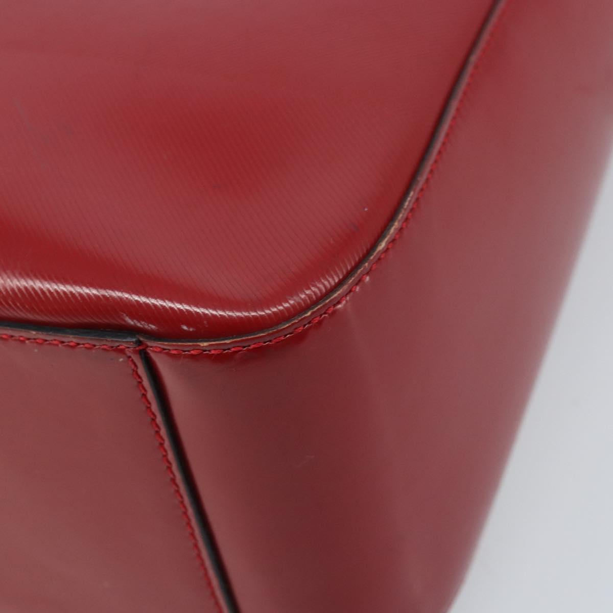 CELINE Hand Bag Leather Red Gold Auth ka3202