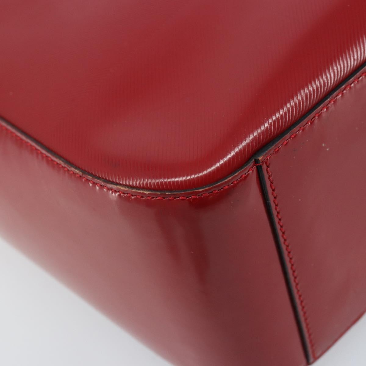 CELINE Hand Bag Leather Red Gold Auth ka3202
