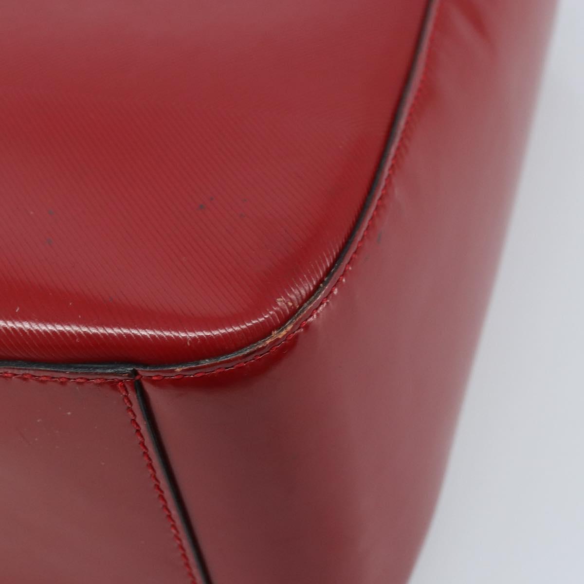 CELINE Hand Bag Leather Red Gold Auth ka3202