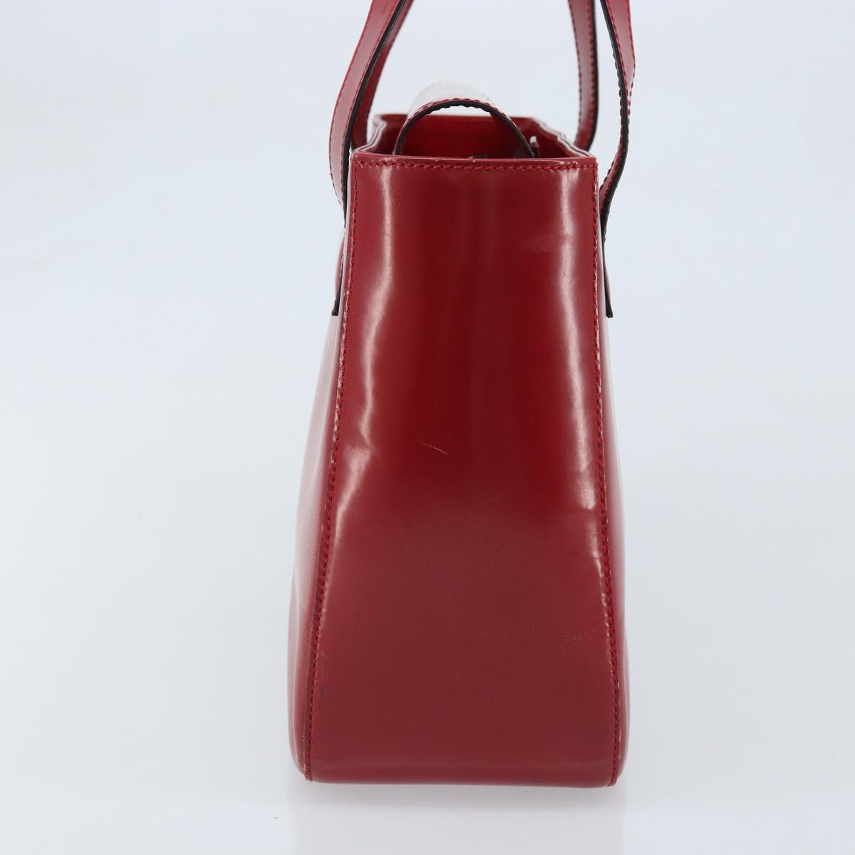 CELINE Hand Bag Leather Red Gold Auth ka3202