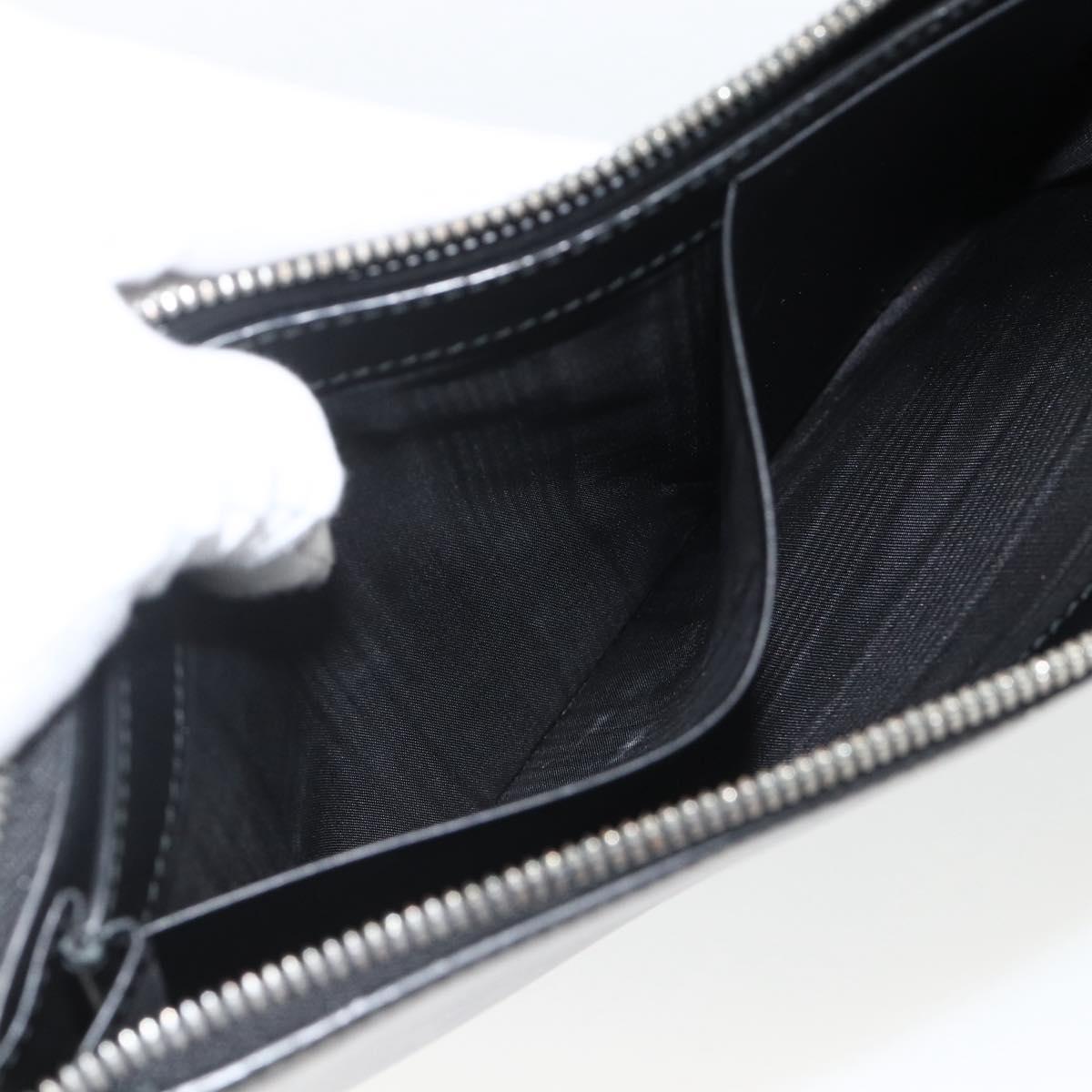 Salvatore Ferragamo Clutch Bag Leather Black Silver Auth ka3207