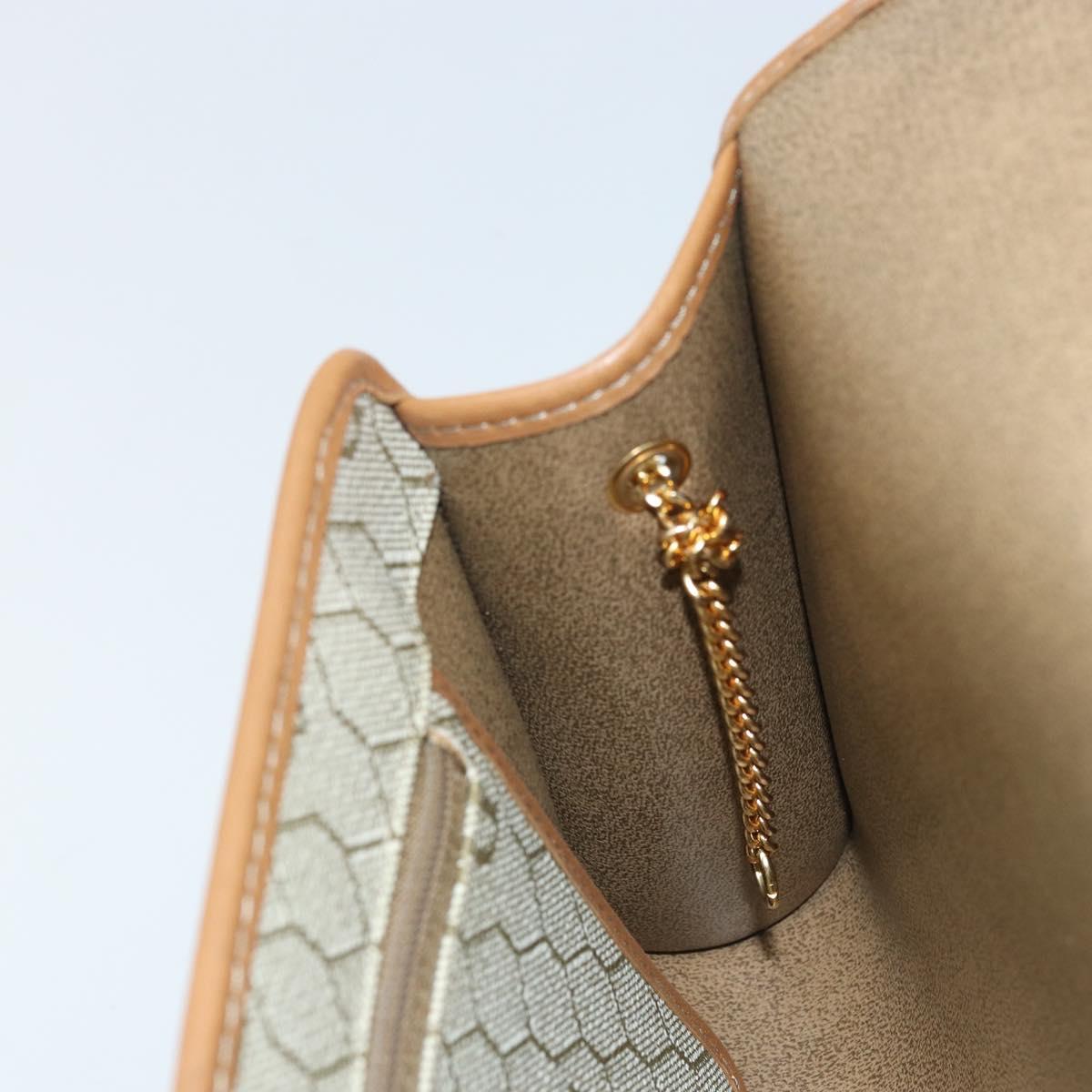 Christian Dior Honeycomb Canvas Chain Shoulder Bag PVC Beige Gold Auth ka3209