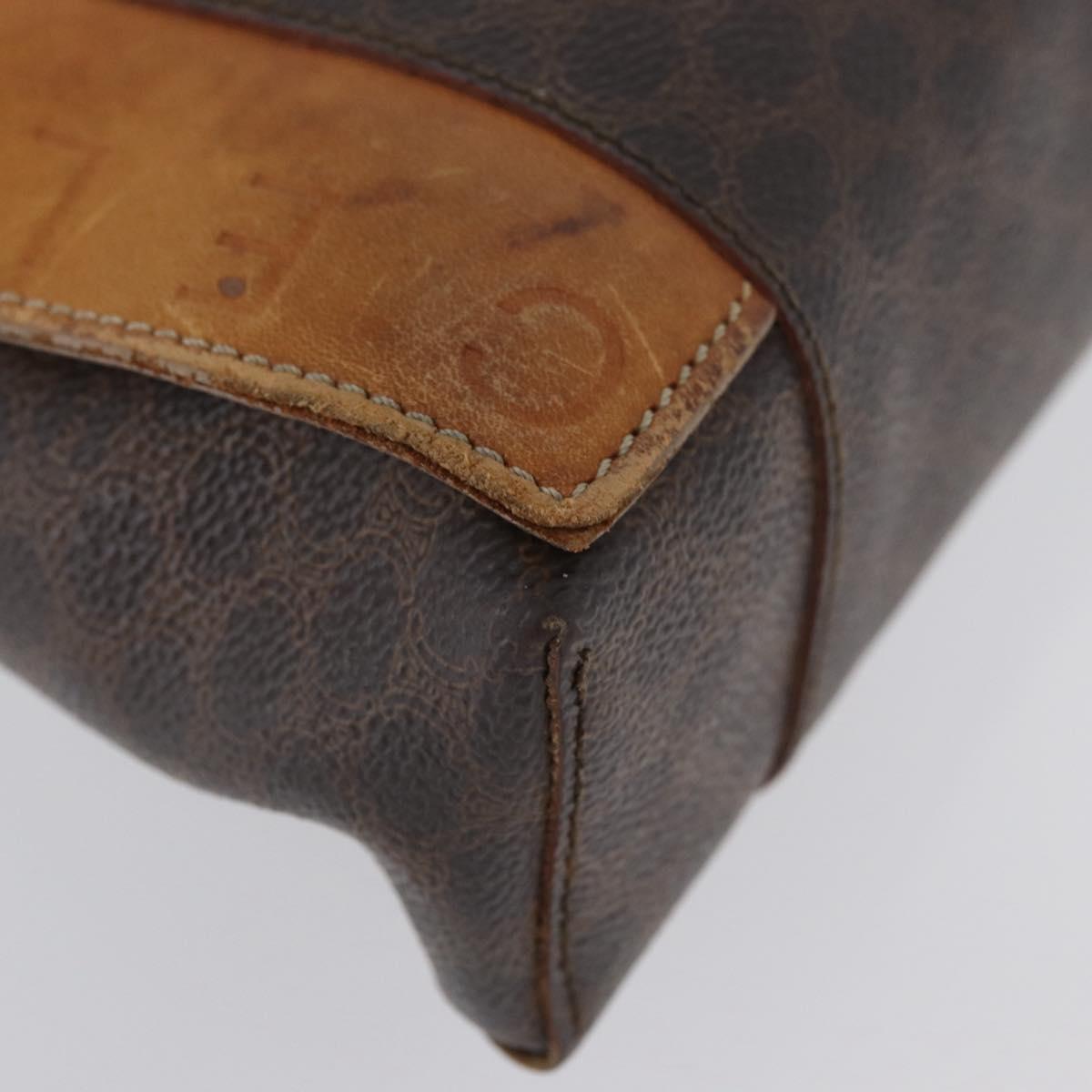 CELINE Macadam Canvas Hand Bag PVC Leather Brown Gold Auth ka3211