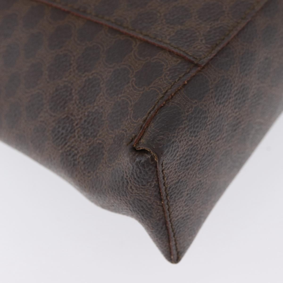 CELINE Macadam Canvas Hand Bag PVC Leather Brown Gold Auth ka3211
