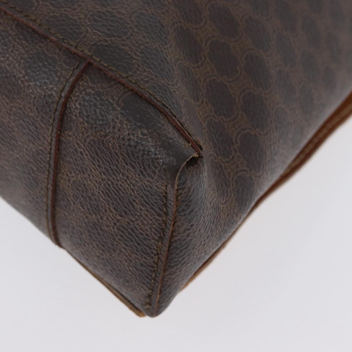 CELINE Macadam Canvas Hand Bag PVC Leather Brown Gold Auth ka3211