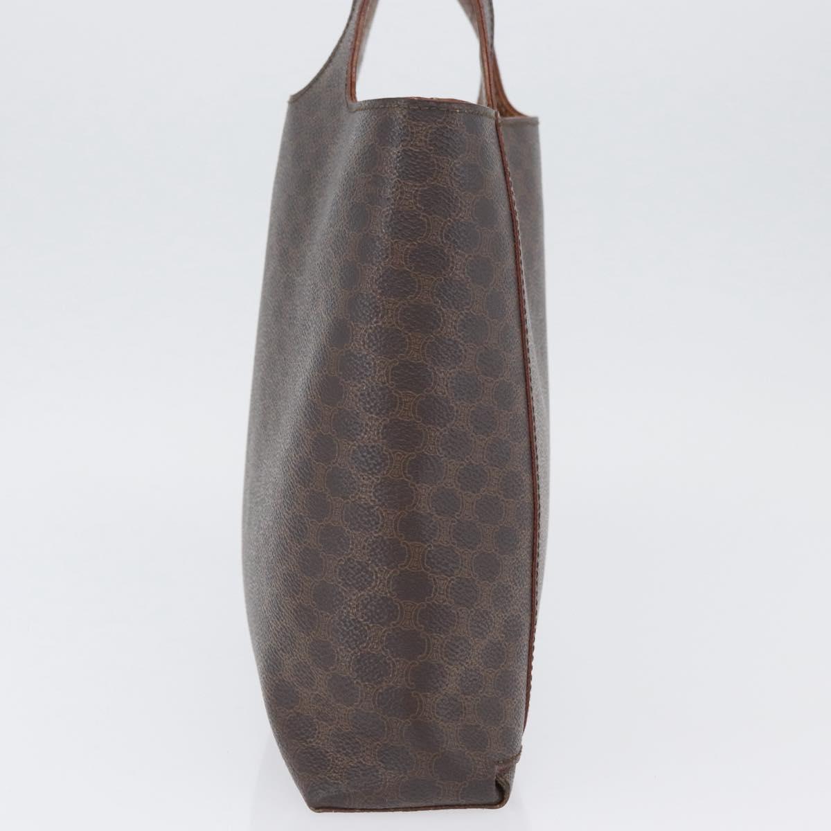 CELINE Macadam Canvas Hand Bag PVC Leather Brown Gold Auth ka3211