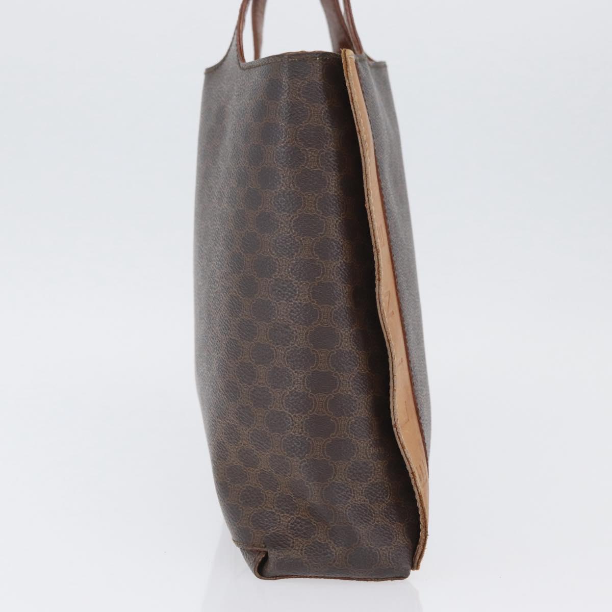 CELINE Macadam Canvas Hand Bag PVC Leather Brown Gold Auth ka3211
