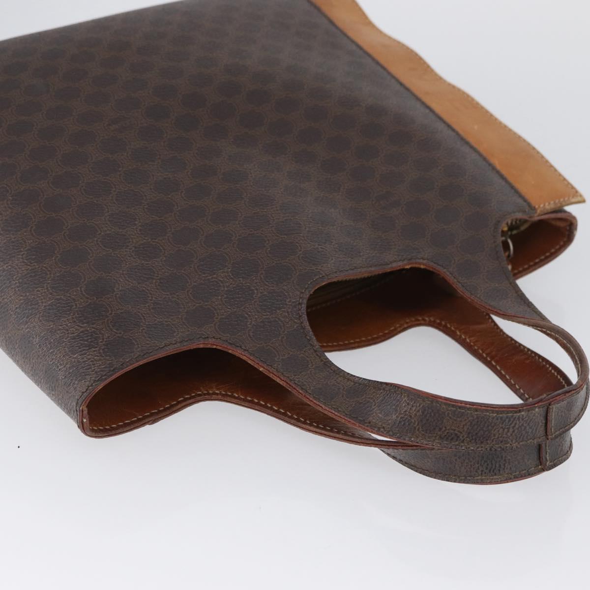 CELINE Macadam Canvas Hand Bag PVC Leather Brown Gold Auth ka3211