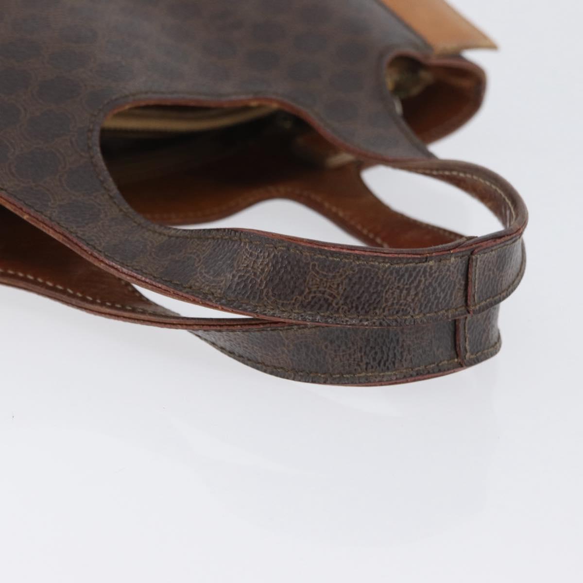 CELINE Macadam Canvas Hand Bag PVC Leather Brown Gold Auth ka3211