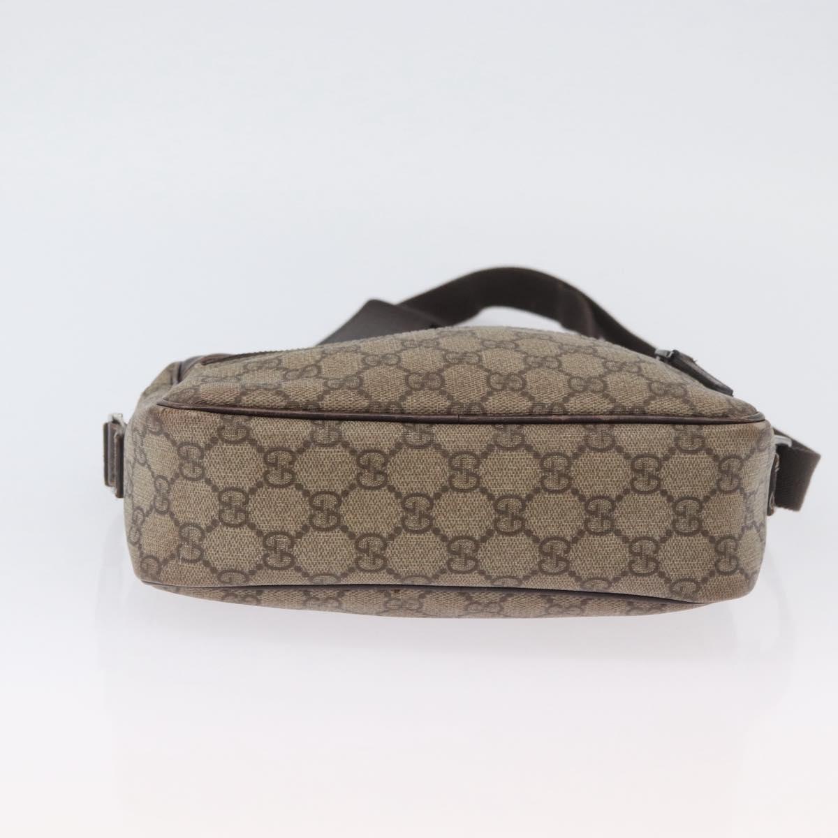 GUCCI GG Supreme Shoulder Bag PVC Beige Silver 114291 Auth ka3217