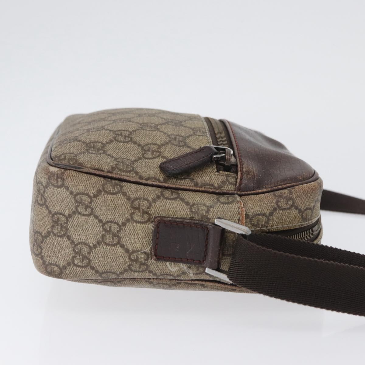 GUCCI GG Supreme Shoulder Bag PVC Beige Silver 114291 Auth ka3217