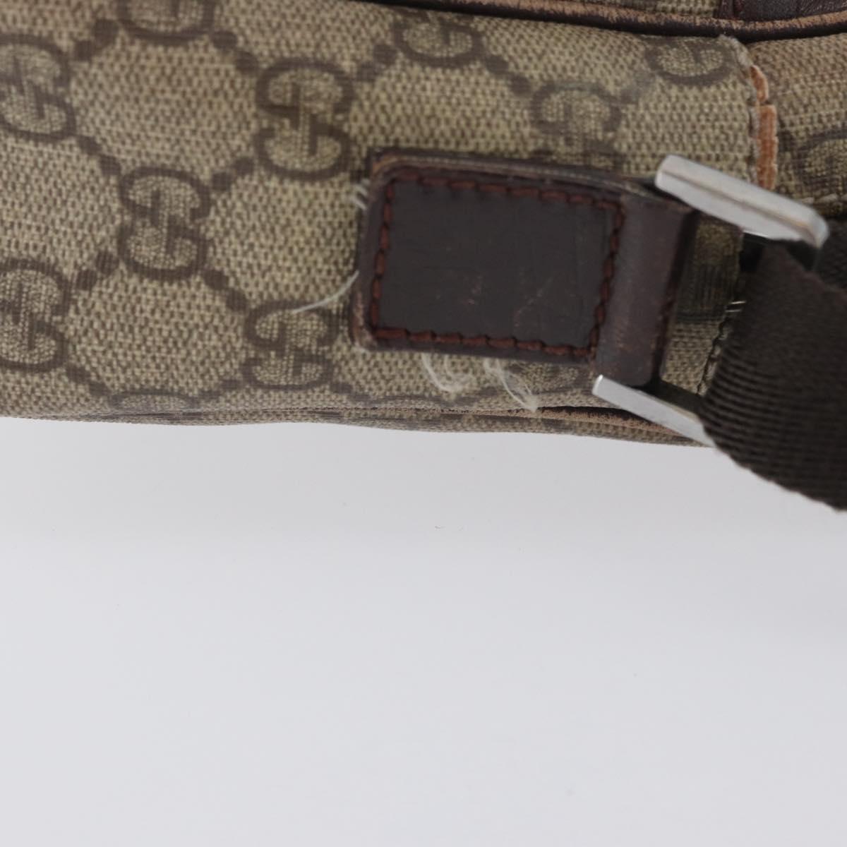 GUCCI GG Supreme Shoulder Bag PVC Beige Silver 114291 Auth ka3217