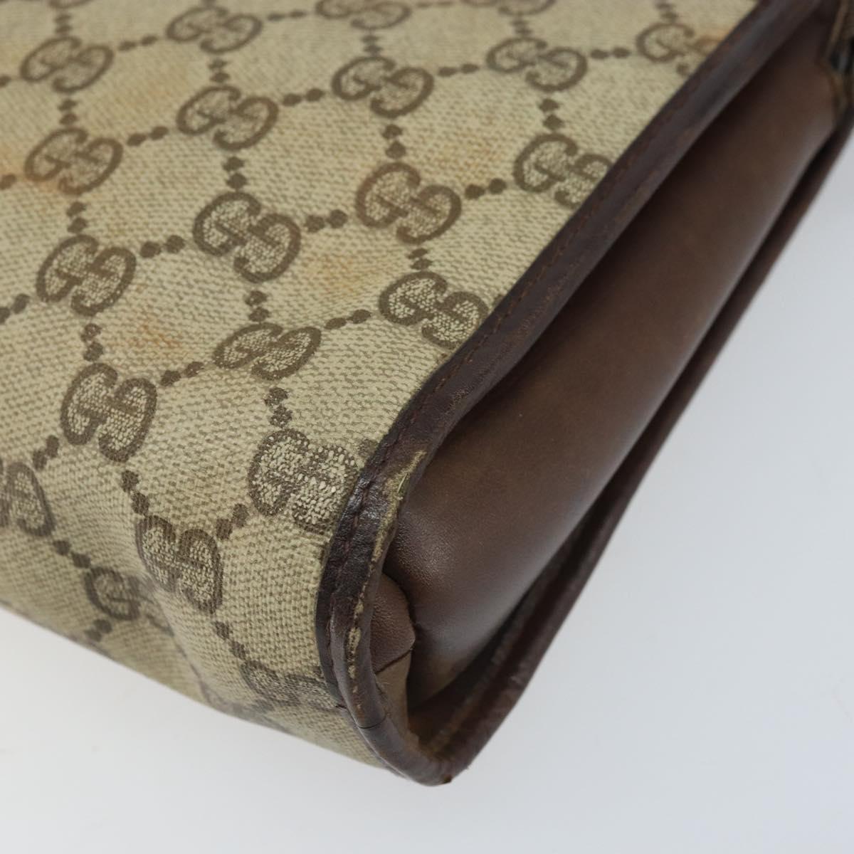 GUCCI GG Supreme Shoulder Bag PVC Beige Gold Auth ka3220