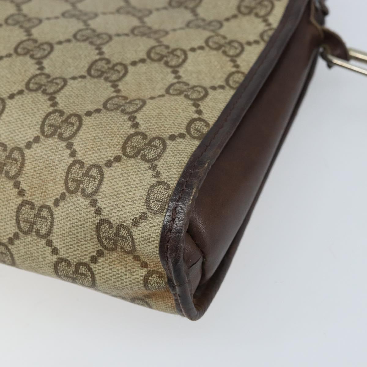 GUCCI GG Supreme Shoulder Bag PVC Beige Gold Auth ka3220