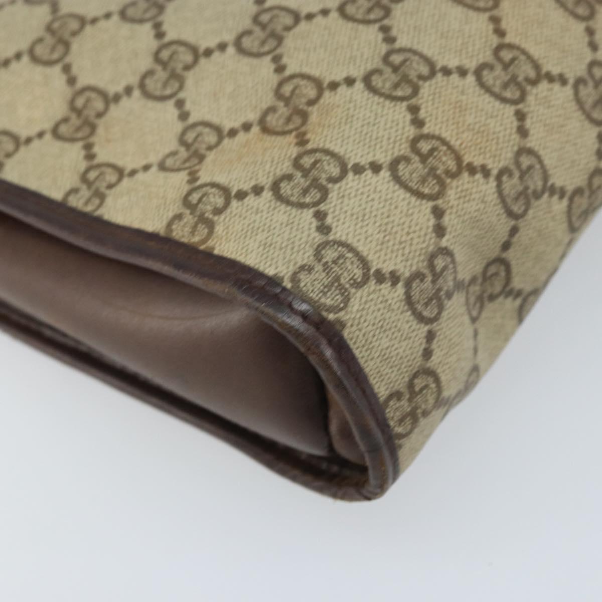 GUCCI GG Supreme Shoulder Bag PVC Beige Gold Auth ka3220