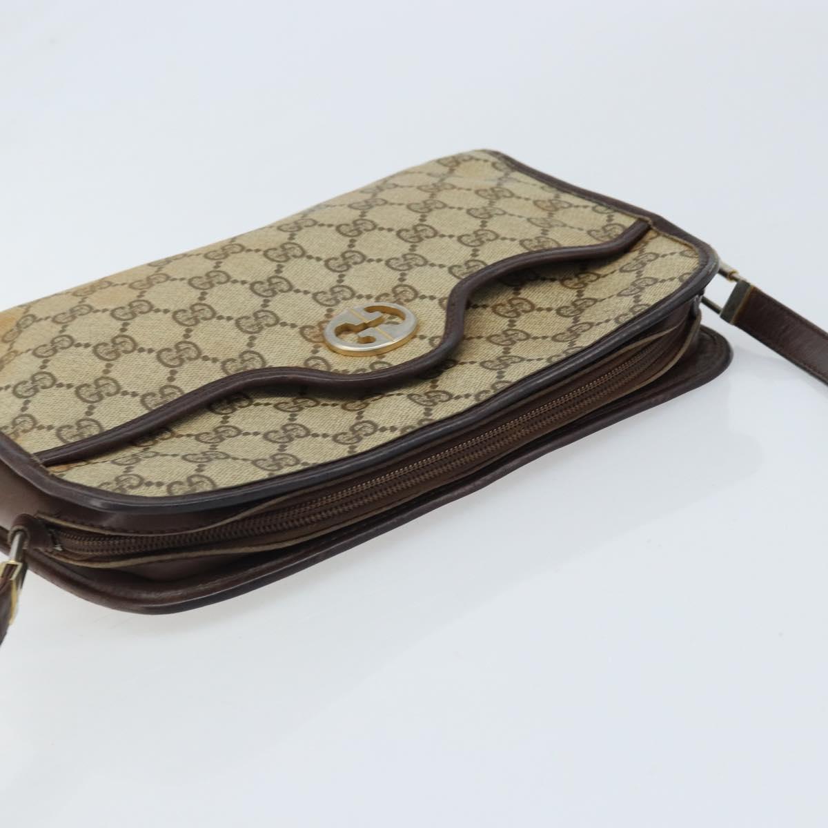 GUCCI GG Supreme Shoulder Bag PVC Beige Gold Auth ka3220